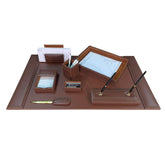 Rustic (Sienna) Brown Leather Desk Set, 8pc